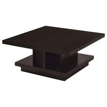 Load image into Gallery viewer, Square Coffee Table With Geometric Design And Storage Shelf - Cappuccino
