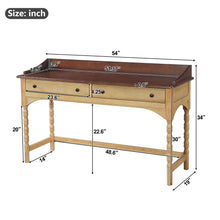 Load image into Gallery viewer, Writing Desk With 2 Storage Drawers, Workstation For Living Room - Brown / Natural