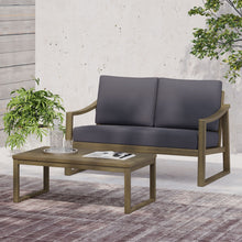 Load image into Gallery viewer, Samwell - Coffee Table & Loveseat Set With Water Resistant Cushions - Dark Gray