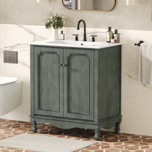 Load image into Gallery viewer, Vintage Bathroom Vanity With Ceramic Sink, Adjustable Shelves