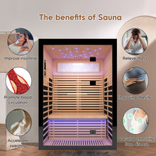 Load image into Gallery viewer, Luxury Double Far Infrared Sauna Room With Epoxy Heating Plates And Starry Sky Lighting - Black / Natural