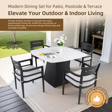 Load image into Gallery viewer, Outdoor Patio Dining Set, Squircle Dining Table, Dining Chairs With Sunbrella Cushions