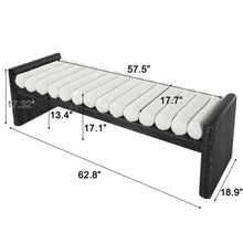 Load image into Gallery viewer, Upholstered Bench With Rolled Cushions - Black / Beige