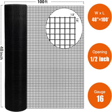 Load image into Gallery viewer, Vinyl Coated Hardware Cloth, Welded Wire Fence For Poultry & Home Improvement - Black