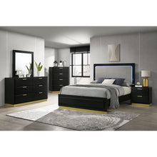 Load image into Gallery viewer, 5 Piece California King Bedroom Set With Upholstered Headboard - Black