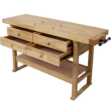 Load image into Gallery viewer, Workbench With 4 Drawers Wooden Workbench For Garage Workshop And Home - Natural