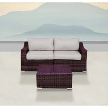 Load image into Gallery viewer, Wicker 2 Person Conversation Set, Durable Outdoor Seating With Cushions Mix - Brown Mix