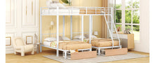 Load image into Gallery viewer, Triple Bunk Bed With Drawers And Guardrails