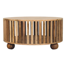 Load image into Gallery viewer, Slatted Round Coffee Table - Beige