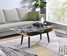 Load image into Gallery viewer, Landon - Coffee Table With Glass Marble Texture Top And Bent Wood Design