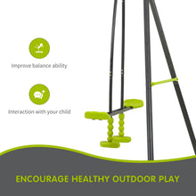 Load image into Gallery viewer, Xns008 Interesting Triple Children Metal Safe Swing Set 440Lbs For Outdoor Playground Three Seat Swing For Age 3+ - Green / Black