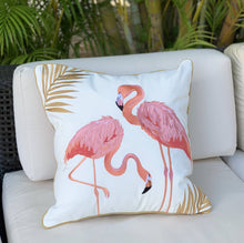 Load image into Gallery viewer, Rightside Design - Flamingo Fancy Embroidered Indoor/outdoor Pillow