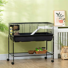Load image into Gallery viewer, Pawhut - Two-Story Small Animal Cage Removable From Stand, Guinea Pig Cage, Hedgehog Cage, Chinchilla Cage, Ferret, With Shelf & Wheels, Pet Habitat - Black