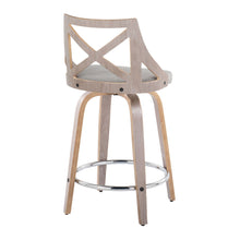 Load image into Gallery viewer, Charlotte - Farmhouse Fixed Height Counter Stool & Swivel With Round Footrest (Set of 2)