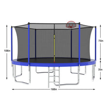 Load image into Gallery viewer, 14Ft For Kids Children With Safety Enclosure Net Outdoor Backyards Large Recreational Trampoline - Blue