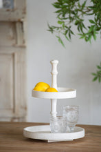 Load image into Gallery viewer, Two Tiered Round Wooden Tray - White