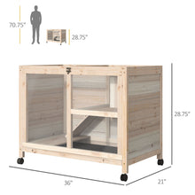 Load image into Gallery viewer, Pawhut - Indoor Rabbit Hutch With Wheels, Desk And Side Table Sized, Wood Rabbit Cage, Waterproof Small Rabbit Cage - Natural