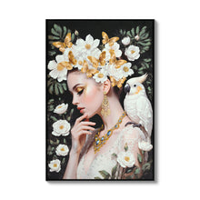 Load image into Gallery viewer, Beauty Posters Beauty Lady Wall Art And Floral Canvas Artwork For Living Room - Ivory / Gold