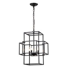 Load image into Gallery viewer, 4 Light Metal Lantern Tiered Pendant Hanging Light Fixtures, Industrial Farmhouse Adjustable Height Chandeliers For Dining Room Hallway Foyer Entryway (E12 Bulbs Not Included)