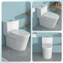 Load image into Gallery viewer, 1 Piece Toilet For Bathroom, Dual Flush 1.24 / 1.43 Gpf, Soft Closing Seat - White