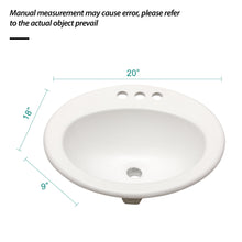 Load image into Gallery viewer, 20 X 18" Modern Ceramic Oval Undermount Bathroom Sink With 3 Faucet Holes - White