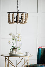 Load image into Gallery viewer, 4 Light Wood Chandelier, Hanging Light Fixture With Adjustable Chain For Kitchen, Bulb Not Included - Cream