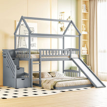 Load image into Gallery viewer, House Bunk Bed With Slide