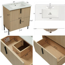 Load image into Gallery viewer, Bathroom Vanity With Ceramic Sink, Fluted Design