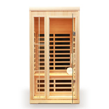 Load image into Gallery viewer, Deluxe Version Plus 1 Person Far Infrared Hemlock Sauna Room With LED Colour Lights - Natural