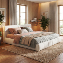 Load image into Gallery viewer, Upholstered Platform Bed Frame With Soft Boucle Headboard