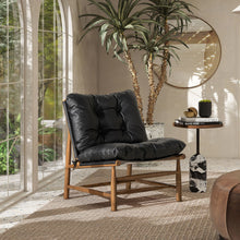 Load image into Gallery viewer, Oxford Leather Mid-Century Modern Accent Chair - Noir Black