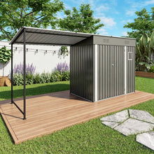 Load image into Gallery viewer, Lean To Shed With Open Sided Pergola, Outdoor Storage Shed & Attached Hardtop Gazebo Combo - Gray