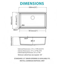 Load image into Gallery viewer, Quartz Composite Kitchen Sink With Undermount Design, Durable Single Bowl Workstation