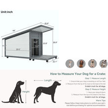 Load image into Gallery viewer, Modern Design Outdoor Dog House With Food Bowl And Wheels Pine - Gray / White