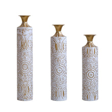 Load image into Gallery viewer, Floor Metal Vases Decorated Metal Vases (Set of 3) Gorgeous Home Decoration Large Glazed Metal Vases - White / Gold