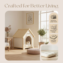 Load image into Gallery viewer, Indoor Dog House With Cushion Pet House For Small Dogs & Cats - Creamy White / Light Yellow