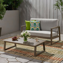 Load image into Gallery viewer, Belgian - Loveseat & Coffee Table Set With Water Resistant Cushions - Gray