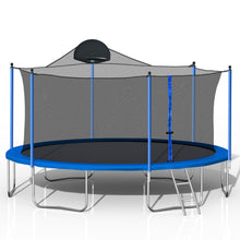 Load image into Gallery viewer, 14Ft Trampoline For Adults & Kids With Basketball Hoop, Outdoor Trampolines With Ladder And Safety Enclosure Net For Kids And Adults, Double-Side Color Cover - Blue