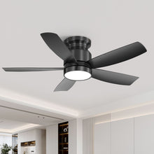 Load image into Gallery viewer, Flush Mount Ceiling Fan With LED Light 22W And Remote Control Blades For Indoor Use - Black