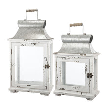 Load image into Gallery viewer, Wooden Candle Lantern Decorative, Hurricane Lantern Holder Decor For Indoor Outdoor, Home Garden Wedding - White