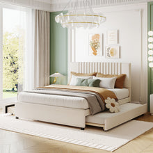 Load image into Gallery viewer, Upholstered Platform Bed With Drawers, Classic Headboard Design