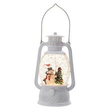 Load image into Gallery viewer, Christmas Plastic / Resin Lantern With Snowman & Tree LED / Water Spinning / 6 Hours Timer, 3*AA Batteries Required - White / Multi