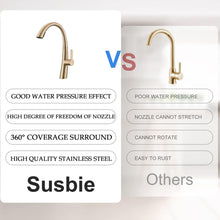 Load image into Gallery viewer, Elegant Single Handle Stainless Steel Pull Out Kitchen Faucet With High Arch Spout