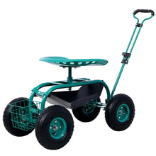 Load image into Gallery viewer, Rolling Garden Scooter Cart Seat With Wheels, 360 Swivel Seat, Tool Tray