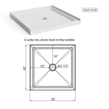 Load image into Gallery viewer, Goodyo - Centered Drain Shower With 3-Side Tile Flanges - White