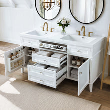 Load image into Gallery viewer, Bathroom Vanity With Double Sink, 3 Drawers, 2 Doors, Adjustable Shelves, Freestanding - White