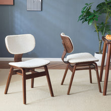 Load image into Gallery viewer, Modern Boucle Fabric Upholstered Side Chair, Bentwood Frame - White / Walnut