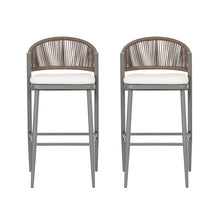 Load image into Gallery viewer, Outdoor Bar Height Metal Frame Counter Stools With Scallop Shaped Backrest & Water Resistant Cushions