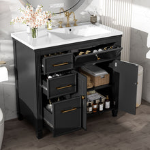Load image into Gallery viewer, Bathroom Vanity With Sink, 1 Tip Out Drawer, 3 Side Drawers, Adjustable Shelf