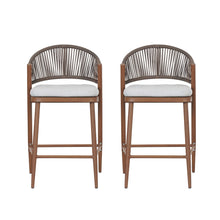 Load image into Gallery viewer, Outdoor 26" Counter Height Metal Frame Counter Stools With Scallop Shaped Backrest & Water Resistant Cushions